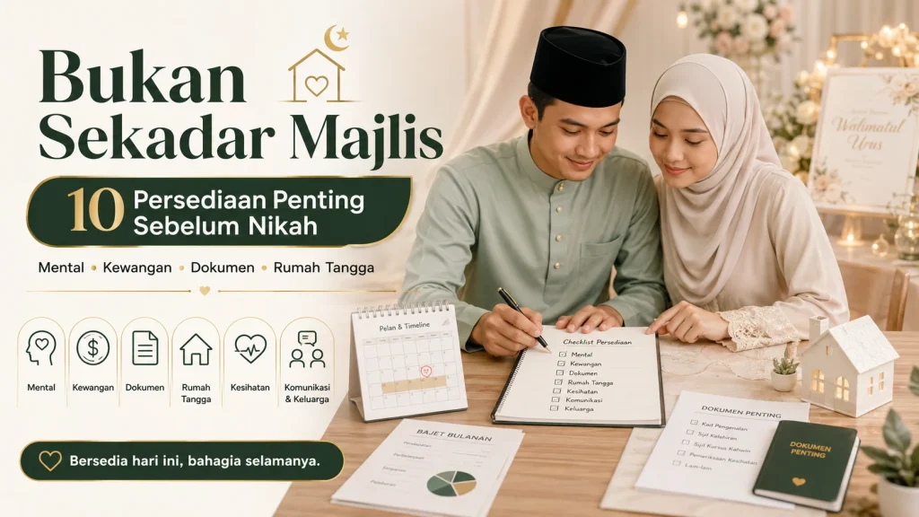 Pasangan menyusun checklist persediaan sebelum kahwin bersama