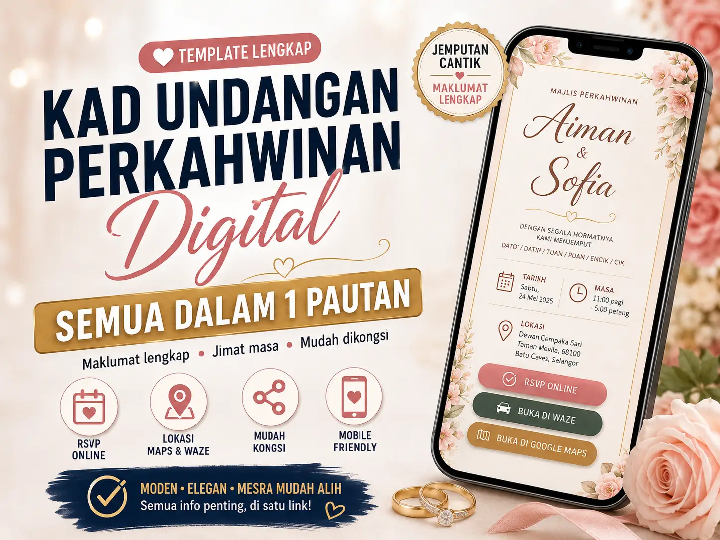 Kad Undangan Perkahwinan: Template Undangan Digital Lengkap untuk Majlis Kahwin