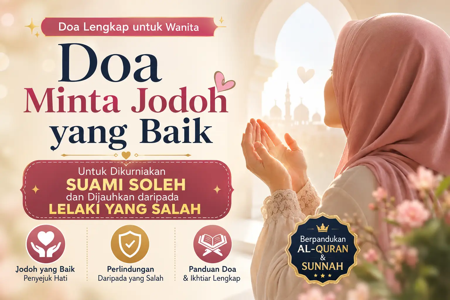 Doa Minta Jodoh yang Baik untuk Wanita agar Dikurniakan Suami Soleh dan Dijauhkan daripada Lelaki yang Salah